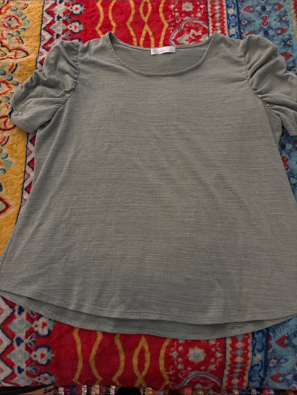 89th & Madison Light Sage Puff-Sleeve Top